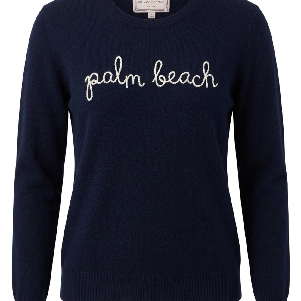 Lingua Franca Navy Crew Neck Sweater